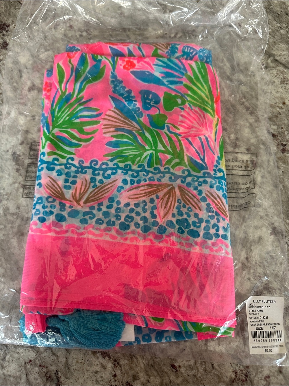 Lilly Pulitzer Hot Pink Tropical Leaf Swim Sarong